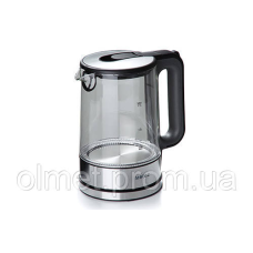 Електрочайник EK-02GG 1.7 л, 1850-2200 Вт, корпус скло, сірий Metec