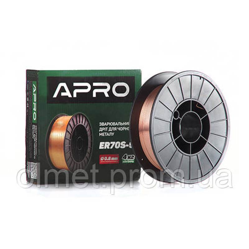Зварювальний дріт ER70S-6 0,8 мм 4 кг п.б. APRO Зварювальний дріт ER70S-6 0,8 мм 4 кг п.б. APRO