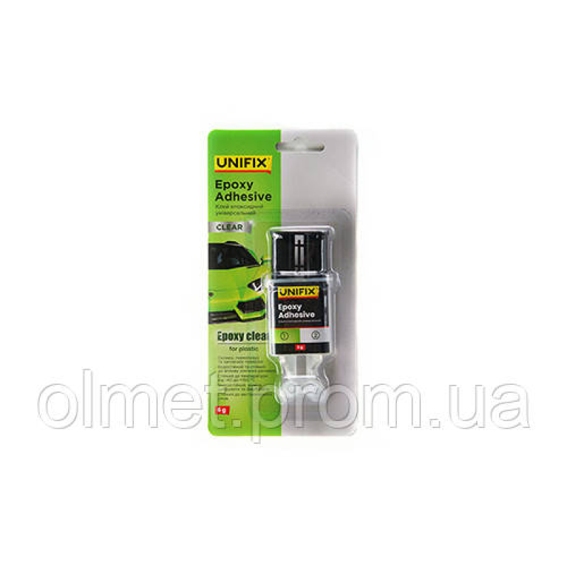 Клей епоксидний двокомпонентний для пластику шприц (прозорий) 6 г UNIFIX Клей епоксидний двокомпонентний для пластику шприц (прозорий) 6 г UNIFIX