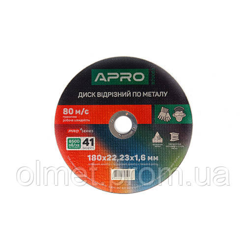 Диск відрізний за неіржавкою сталі (Ceramic) 180х1.6х22.2 мм (10 шт.) APRO PRO Диск відрізний за неіржавкою сталі (Ceramic) 180х1.6х22.2 мм (10 шт.) APRO PRO