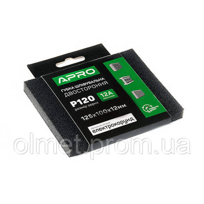 Губка шліфувальна двостороння Р120 125х100х12 мм APRO Губка шліфувальна двостороння Р120 125х100х12 мм APRO
