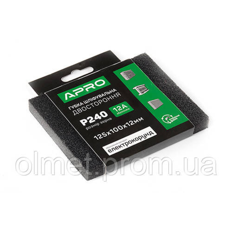 Губка шліфувальна двостороння Р240 125х100х12 мм APRO
