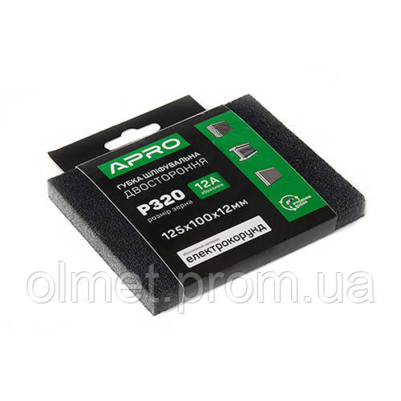 Губка шліфувальна двостороння Р320 125х100х12 мм APRO