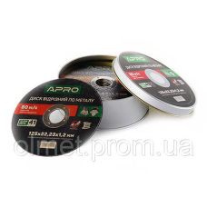 Диск відрізний металу в кейсі 125х1.2х22.2мм (25 шт. у кейсі) APRO