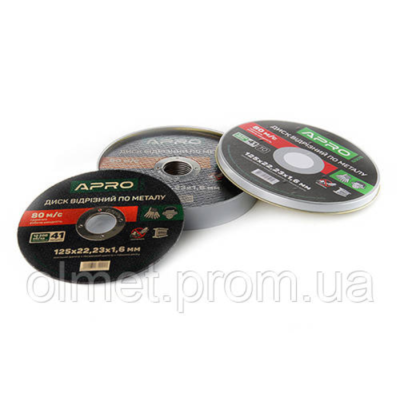 Диск відрізний металу в кейсі 125х1.6х22.2мм (10 шт. у кейсі) APRO