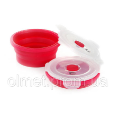 Ланчбокс складаний із кришкою-засувкою круглий червоний 400 мл СІЛА