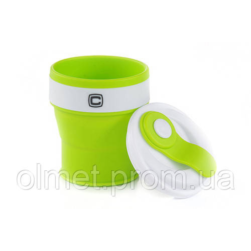 Чашка складана з кришкою зелена 350 мл СІЛА Чашка складана з кришкою зелена 350 мл СІЛА