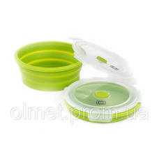 Ланчбокс складаний із кришкою-засувкою круглий зелений 900 мл СІЛА
