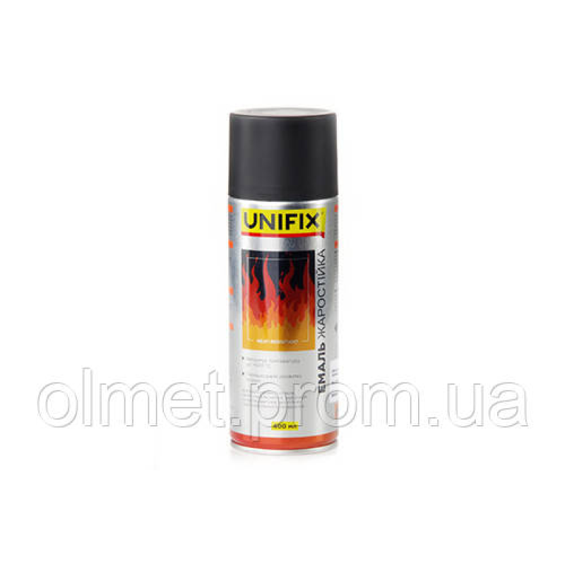 Емаль жароміцна RAL 9005 Чорний 400 мл UNIFIX