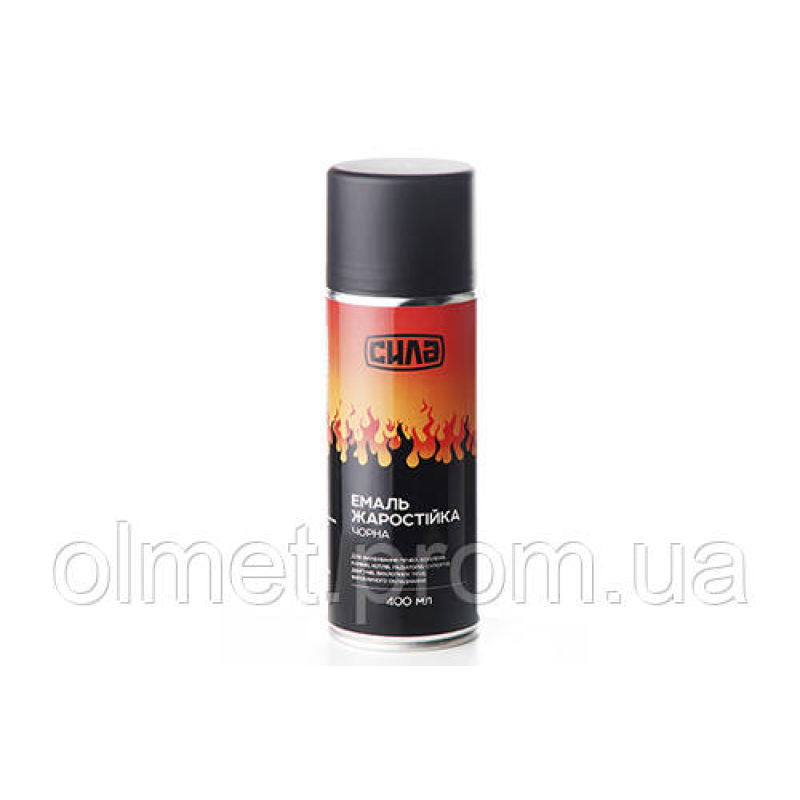 Емаль жаростійка чорна глянсова 400 мл СИЛА
