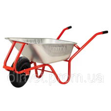 Тачка F1 оцинк 100 л червона рама 0,8 мм поліуретанове колесо, КВІТОК PRO