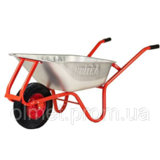 Тачка F1 оцинк 90 л червона рама 1,0 мм пневмо колесо, ЦВЕТОК PRO