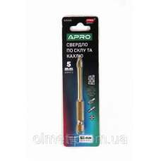 Свердло для скла та кахлю 4 грані HEX 5 мм PRO APRO