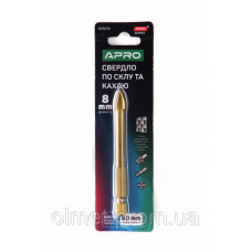 Свердло для скла та кахлю 4 грані HEX 8 мм PRO APRO