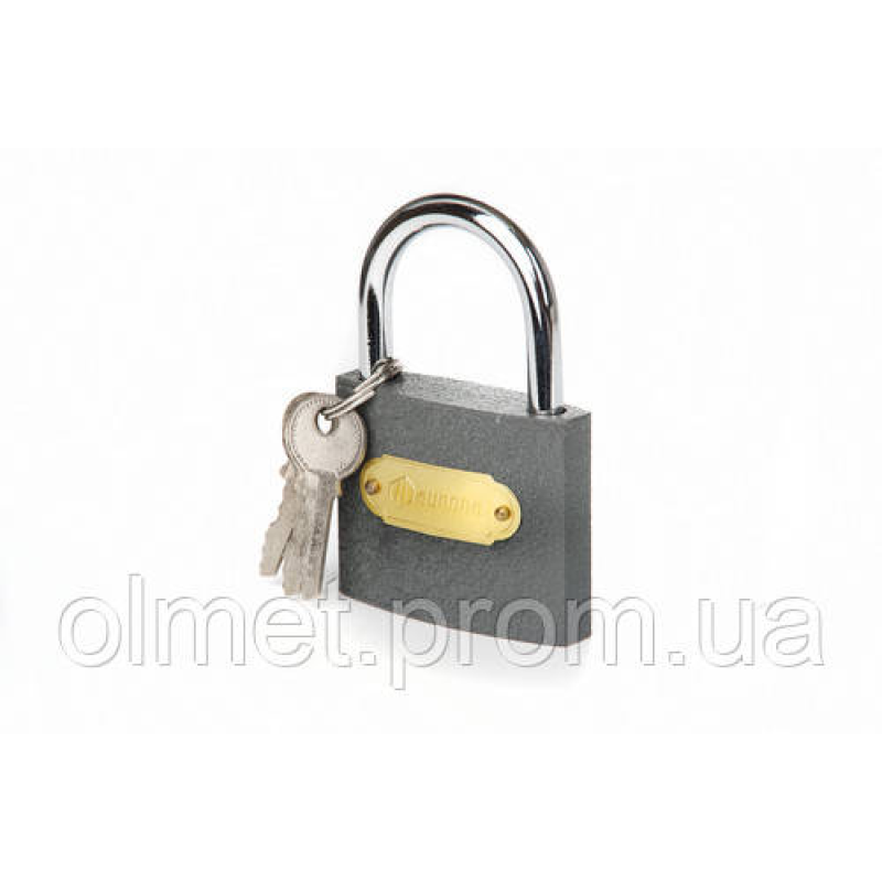 Замок сірий навісний — (57x45x17мм), англійський ключ AURORA