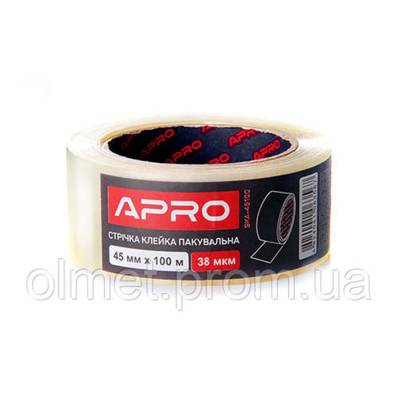 Стрічка клейка пакувальна 38 мкм 45 мм 100 м APRO