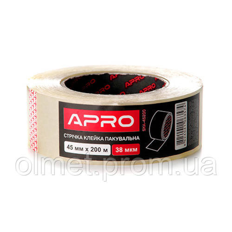 Стрічка клейка пакувальна 38 мкм 45 мм 200 м APRO