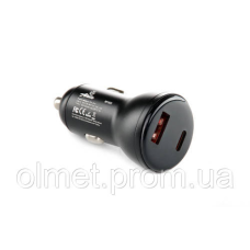 Автомобільний зарядний пристрій USB/Tipe-C (12/24 V — 5 V 3 A) чорний 12 Atelie