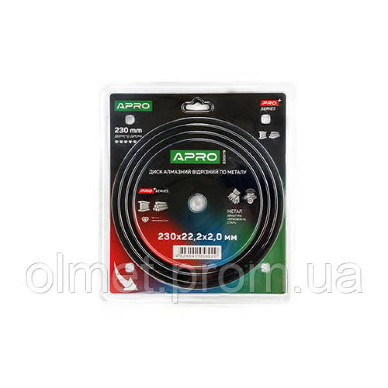 Диск алмазний для металу 230х2.0х22.2 мм APRO PRO Диск алмазний для металу 230х2.0х22.2 мм APRO PRO