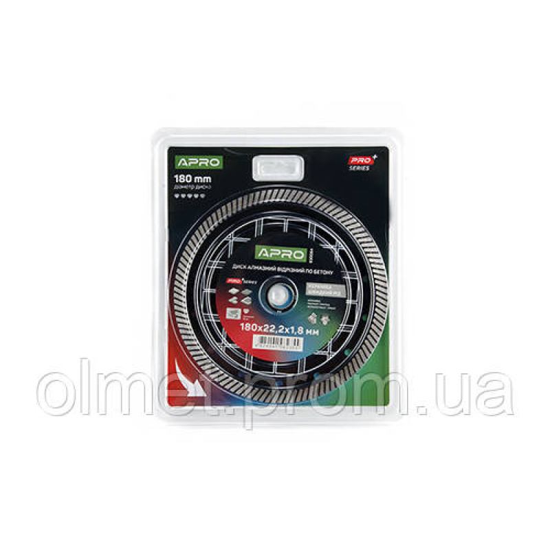 Диск алмазний для бетону Кераміка Швидкий Різ 180х1.8х22.22мм 22-24% APRO PRO