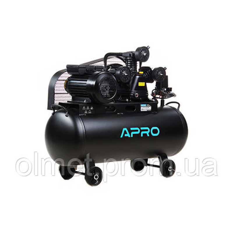 Компресор трициліндровий ремінний OFBD-100X 8Бар 3.0 кВт 530 л/хв 100 л (2 крани) + Олія 0,8 л APRO