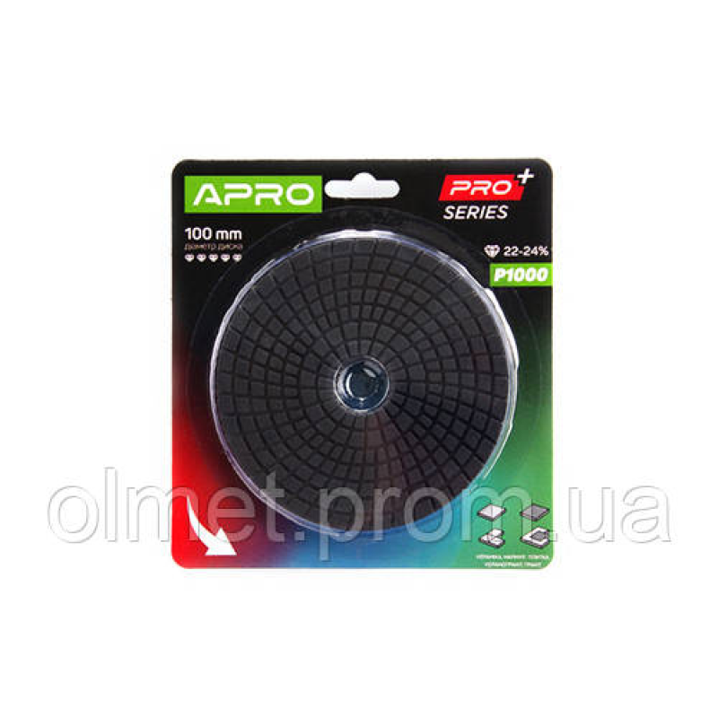 Круг алмазний шліфувальний на липучці 100 мм Р1000 APRO PRO