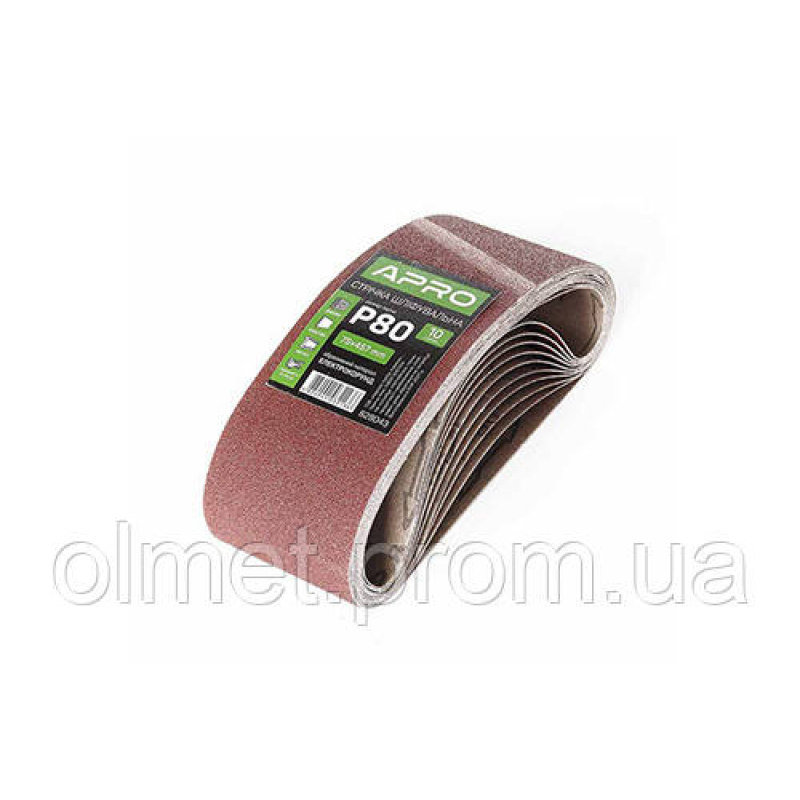 Стрічка шліфувальна нескінченна APRO P80 75×457мм (10 шт.)