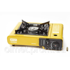 Портативна газова плита Сушеф одноконфоркова з п“єзопідпалом і перехідником СІЛА