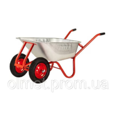 Тачка двоколісна F1 100 л оцинк корито Expert 0,8 мм червона рама, пневмоко ЦВЕТОК PRO