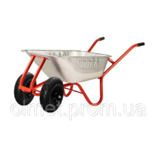 Тачка двоколісна F1 100 л оцинк корито Expert 0,8 мм червона рама, поліуретанове колесо ЦВІТОК PRO