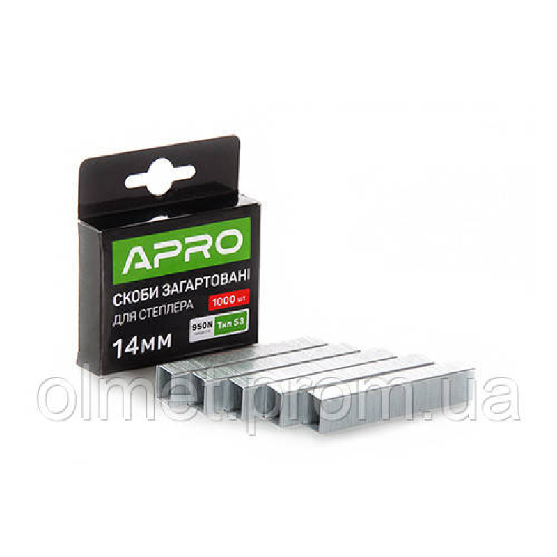 Скоби загартовані 14х11.3х0.7мм 1000 шт. APRO Скоби загартовані 14х11.3х0.7мм 1000 шт. APRO