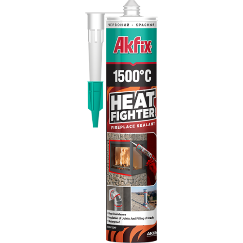 Герметик силікатний жаростійкий для печей і каменів Heat Fighter 1500 (чорний) 280 мл Akfix
