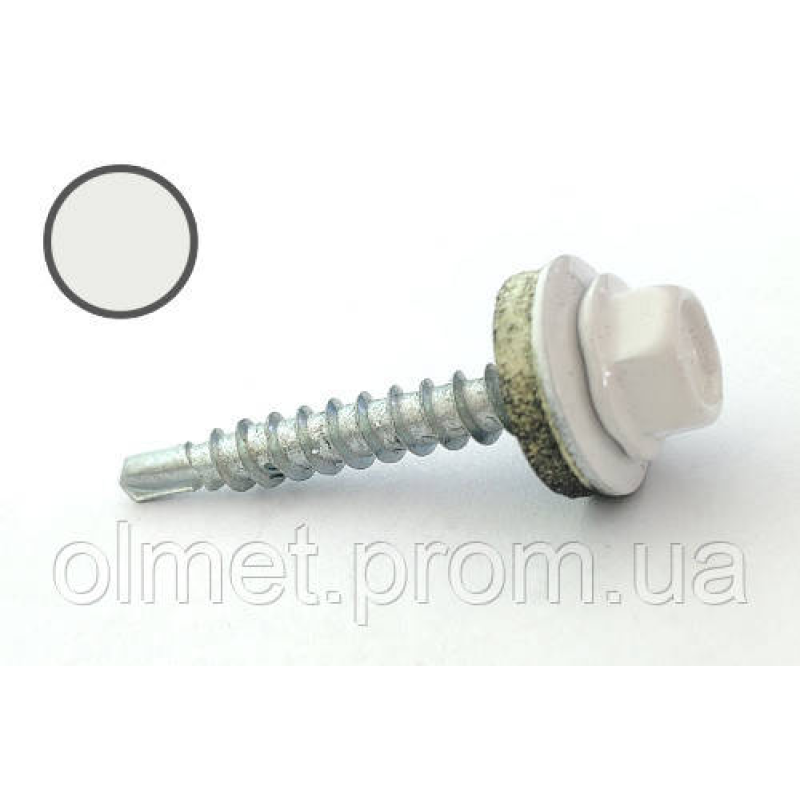 Саморіз покрівельний 4,8*35 DIN 7504K RAL 9003 для дерева (пач 50 шт.) (колір — білий) APRO