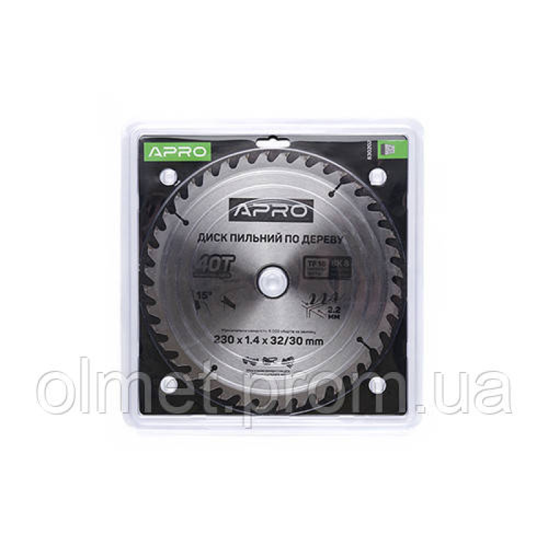 Диск пиляльний для дерева 230х32 (30)х40Т APRO Диск пиляльний для дерева 230х32 (30)х40Т APRO