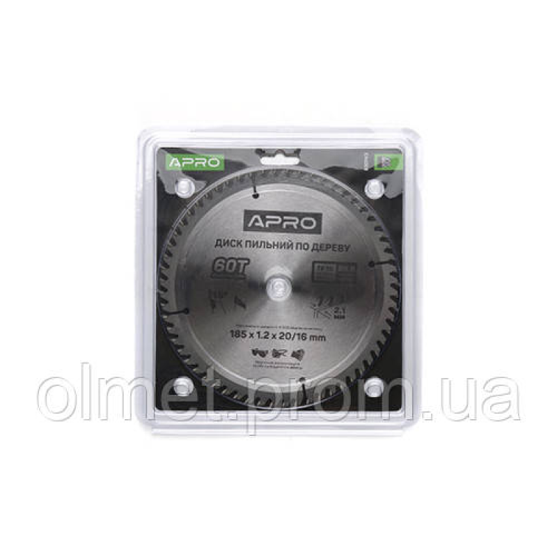 Диск пиляльний для дерева 185х20 (16)х60Т APRO Диск пиляльний для дерева 185х20 (16)х60Т APRO