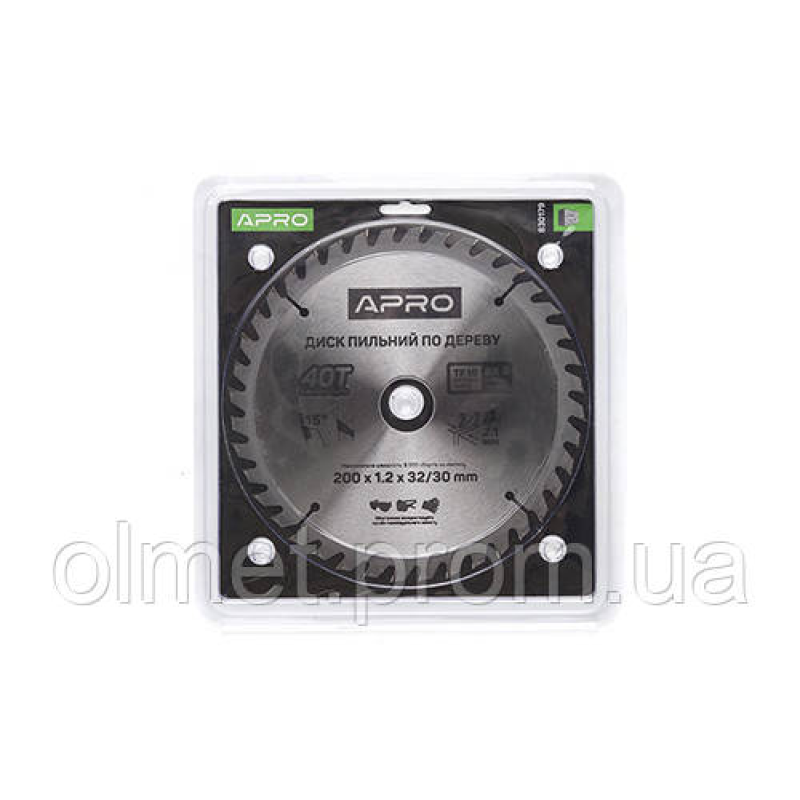 Диск пиляльний для дерева 200х32 (30)х40Т APRO
