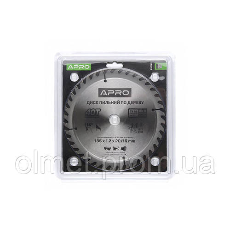 Диск пиляльний для дерева 185х20 (16) х 40Т APRO Диск пиляльний для дерева 185х20 (16) х 40Т APRO