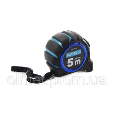 Рулетка магнітна гумова автостоп, подвійний зачіп 5 мм 25 мм APRO