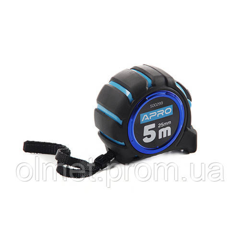 Рулетка магнітна гумова автостоп, подвійний зачіп 5 мм 25 мм APRO Рулетка магнітна гумова автостоп, подвійний зачіп 5 мм 25 мм APRO