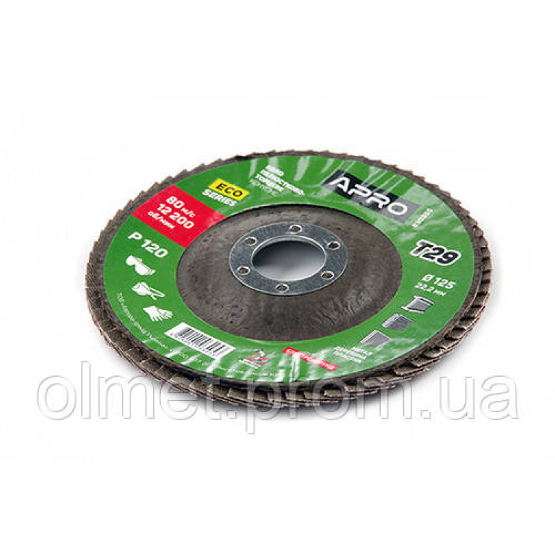 Круг пелюстково-торцевий Р120 конус 125 мм (Т29) (КПТ) APRO