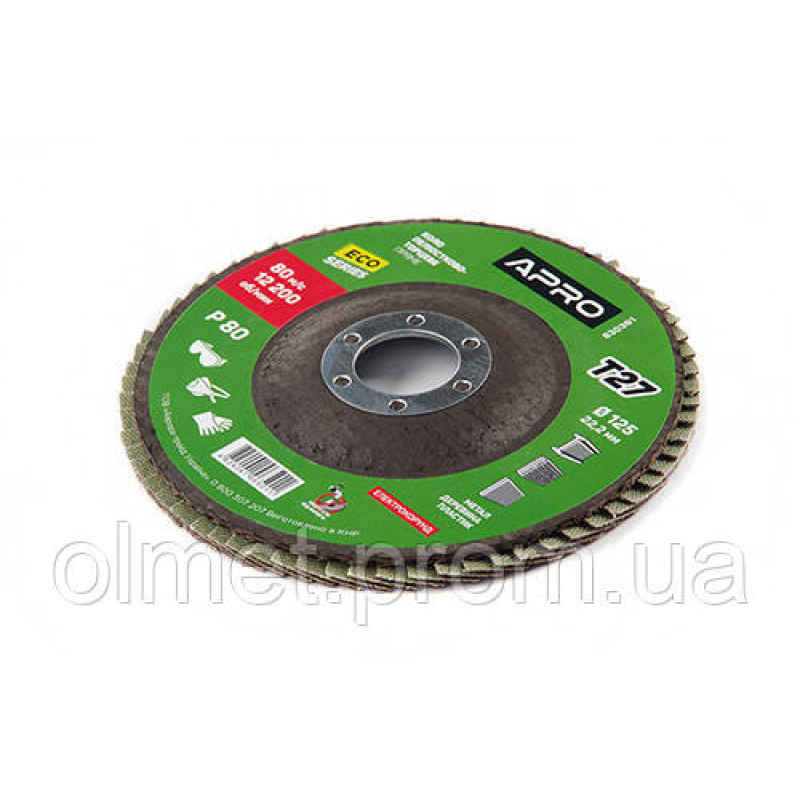 Круг пелюстково-торцевий Р80 конус 125 мм (Т27) (КПТ) APRO
