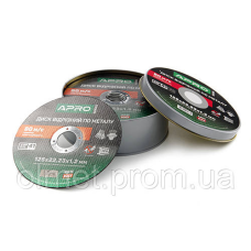Диск відрізний металу ПРОФІ 125х1.2 мм (зелений) у кейсі (25 шт. у кейсі) APRO