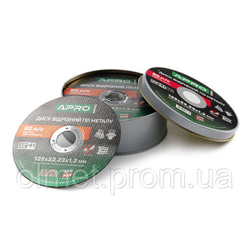 Диск відрізний металу ПРОФІ 125х1.2 мм (зелений) у кейсі (25 шт. у кейсі) APRO