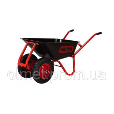 Тачка двоколісна F1 100л фарб чорне корито Industrial 1,0мм, рама червона, пневмо колесо КВІТКА PRO