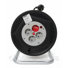 Подовжувач на котушці  з заземленням та запобіжником 3х1,0кв.мм 25м APRO