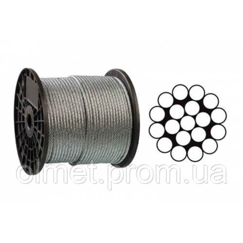 Трос оцинкований 2 мм DIN 3053 (1x19) бухта 200 м APRO