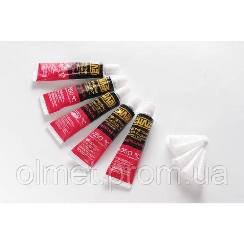 Герметик прокладок високотемпературний +350 °C, 100% силіконовий, червоний 5х25г (пачка 5 шт.) СИЛА