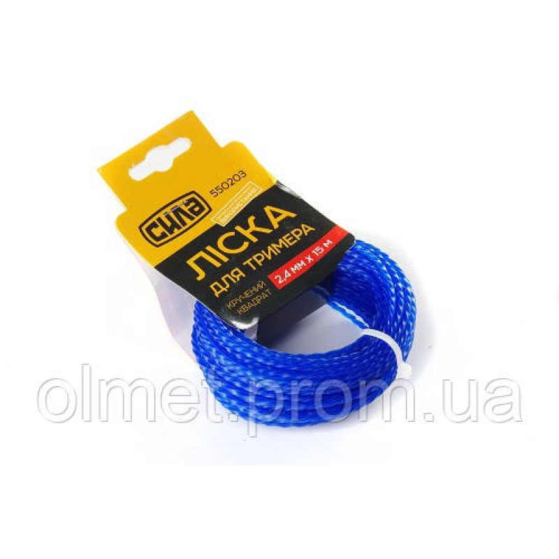 Волосінь для тримера 3,0 мм кручений квадрат 15 м СИЛА Волосінь для тримера 3,0 мм кручений квадрат 15 м СИЛА